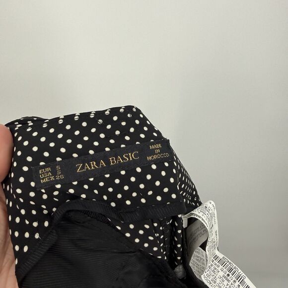 Zara Black & White Polka Dot Trouser Pants Belted Size Small - Picture 11 of 13